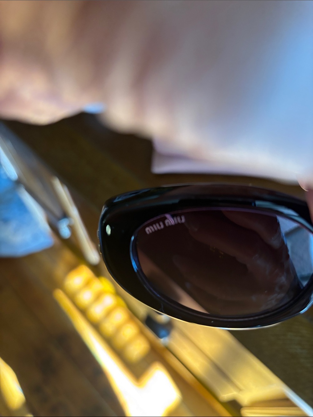 New Miu Miu Black Oval Logo Sunglasses with Gradient Lenses - Picture 3 of 12